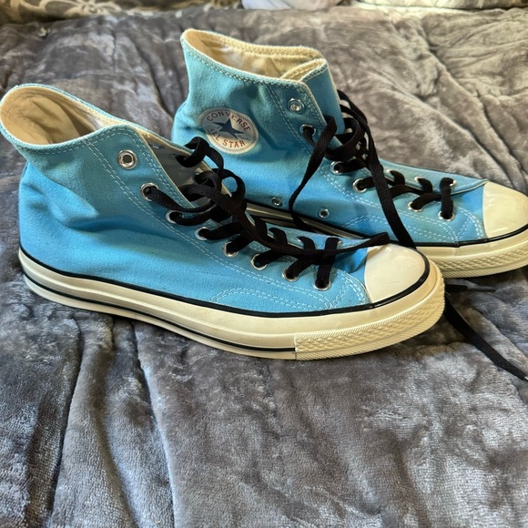 Converse Sky Blue High-Tops with Black Accents - Picture 4 of 5